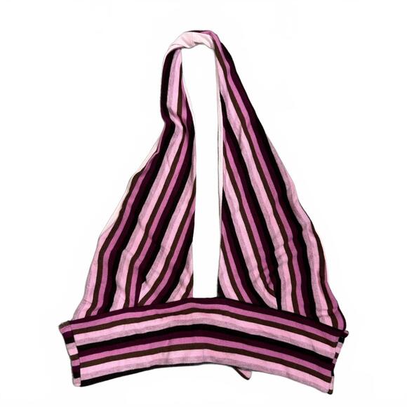 Princess Polly Purple Striped “Heartwood” Criss Cross Halter Crop Top- Size 6 - Picture 2 of 7